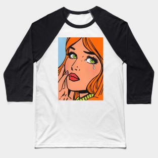 Pop art crying girl 2 Baseball T-Shirt